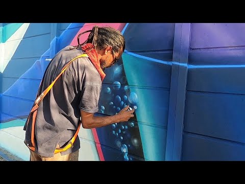 Artistas usam o grafite para transformar área no Distrito Industrial
