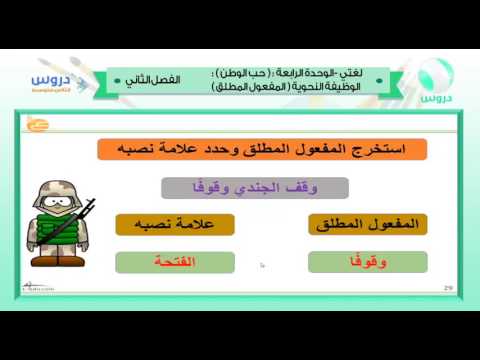 الثاني المتوسط | الفصل الدراسي الثاني 1438 |(حب الوطن):الوظيفة النحوية(المفعول المطلق)