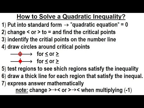 Algebra Ch 29 Quadratic Rational Inequalities 1 of 15 What is a Quadratic Inequality