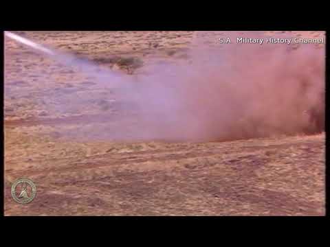 Demonstration of the Valkiri multiple rocket launcher.