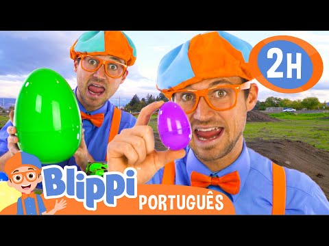 Blippi na Caça aos Ovos de Páscoa! | 🥚 MARATONA DE PÁSCOA COM BLIPPI! 🟠 | Vídeos Educativos