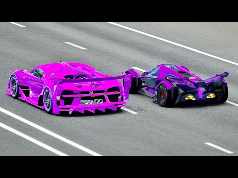 Lamborghini V12 Vision GT vs Bugatti Vision GT - Drag Race 20 KM
