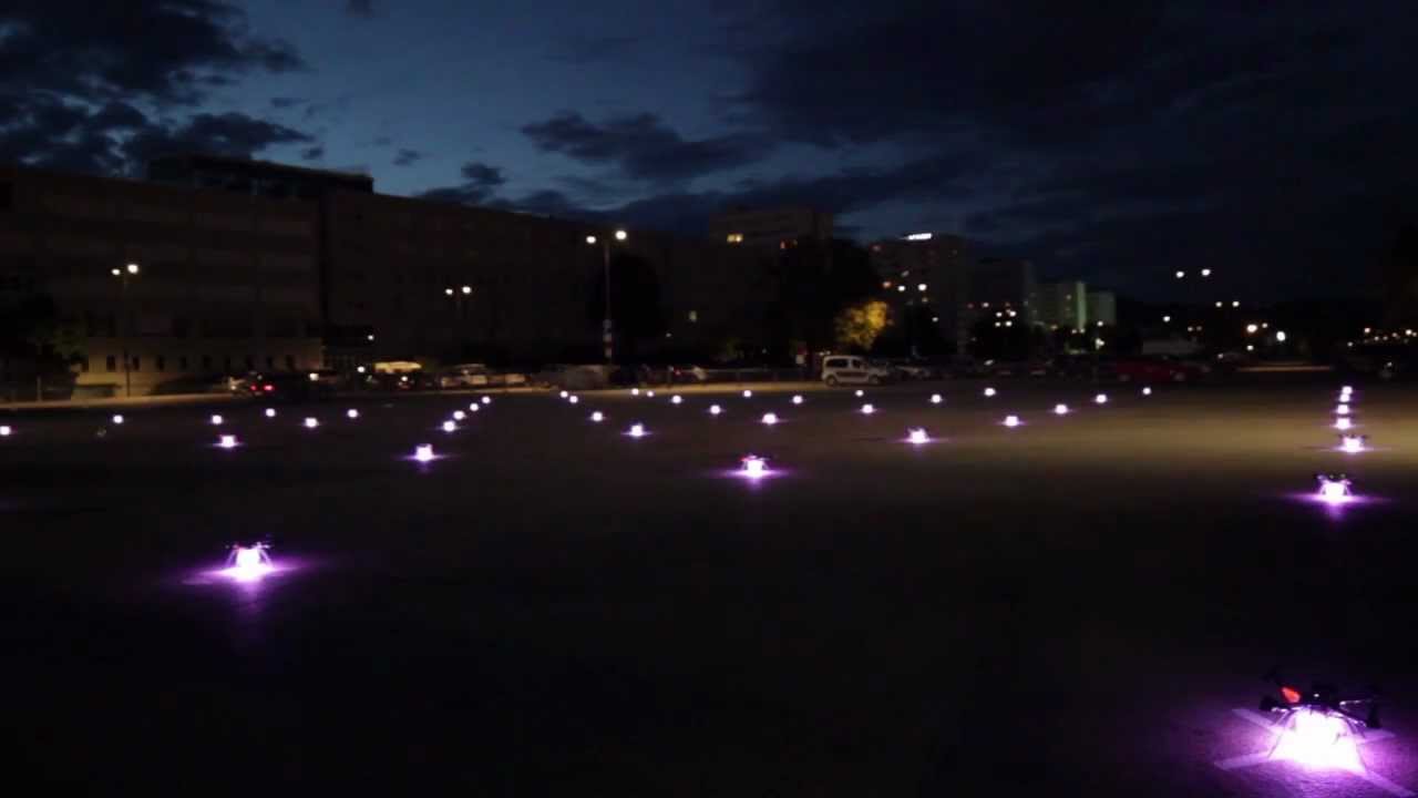 Watch A Swarm Of 50 Quadcopters Dance Beautifully Through The Night Sky