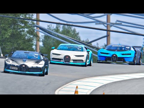 Bugatti Divo vs Bugatti Chiron vs Bugatti Vision GT - Laguna Seca