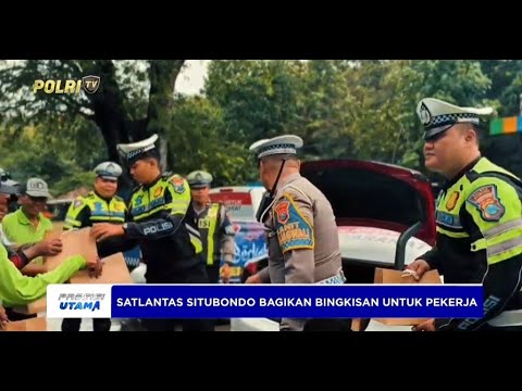 JUMAT BERKAH, SATLANTAS SITUBONDO BAGIKAN BINGKISAN UNTUK PEKERJA DI PANTAI PASIR PUTIH