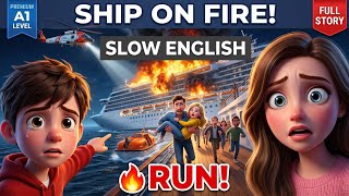 🔥 Fire on the Cruise Ship! 😱 | Slow English Story | A1 Level