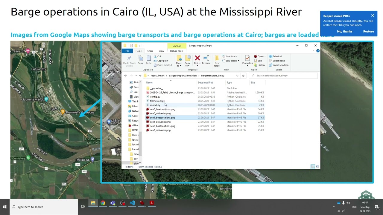 Marine barge transport simulation in Python