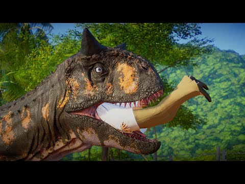 2 Carnotaurus Vs 2 Baryonyx Breakout & Fight - Jurassic World Evolution Dinosaurs Battle!
