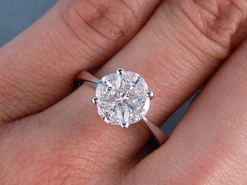 0.84 ctw Round Brilliant Cut G VS Diamond Cluster Engagement Ring - BigDiamondsUSA