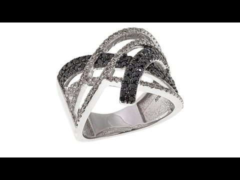 .75ctw Colored and White Diamond CrissCross Sterling Sil...