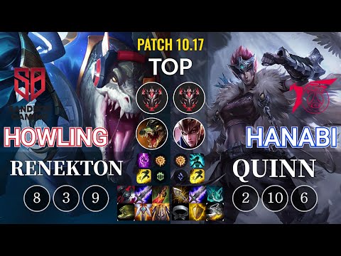 SB Howling Renekton vs TLN Hanabi Quinn Top - KR Patch 10.17