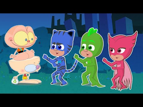 Mongo e Drongo Encontram os PJ Masks: Corujita, Lagartixo e Menino-Gato - desenho animado