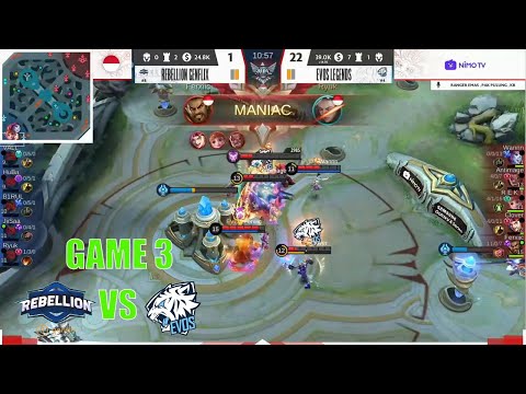 GAME 3 REBELION GENFLIX VS EVOS LEGENDS...FERXIC PAKAI ROGER MANIAC!!! || MPL SEASON 8 INDONESIA