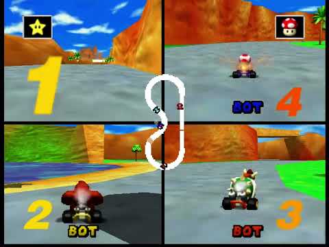Mario kart 64 amped up (Mushroom cup) 2.92 Player vs bot