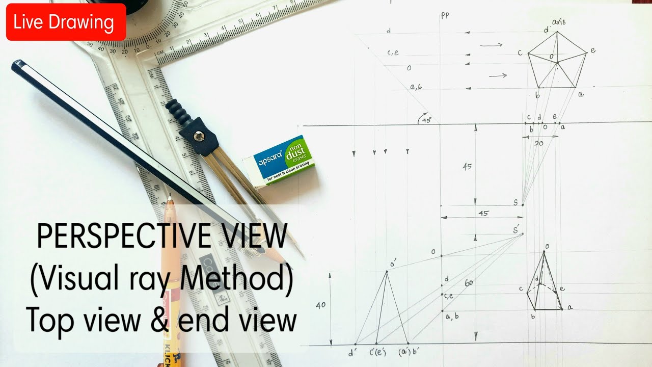 Perspective Projection | Visual Ray Method | Top view & Side view method Problem | EG | English
