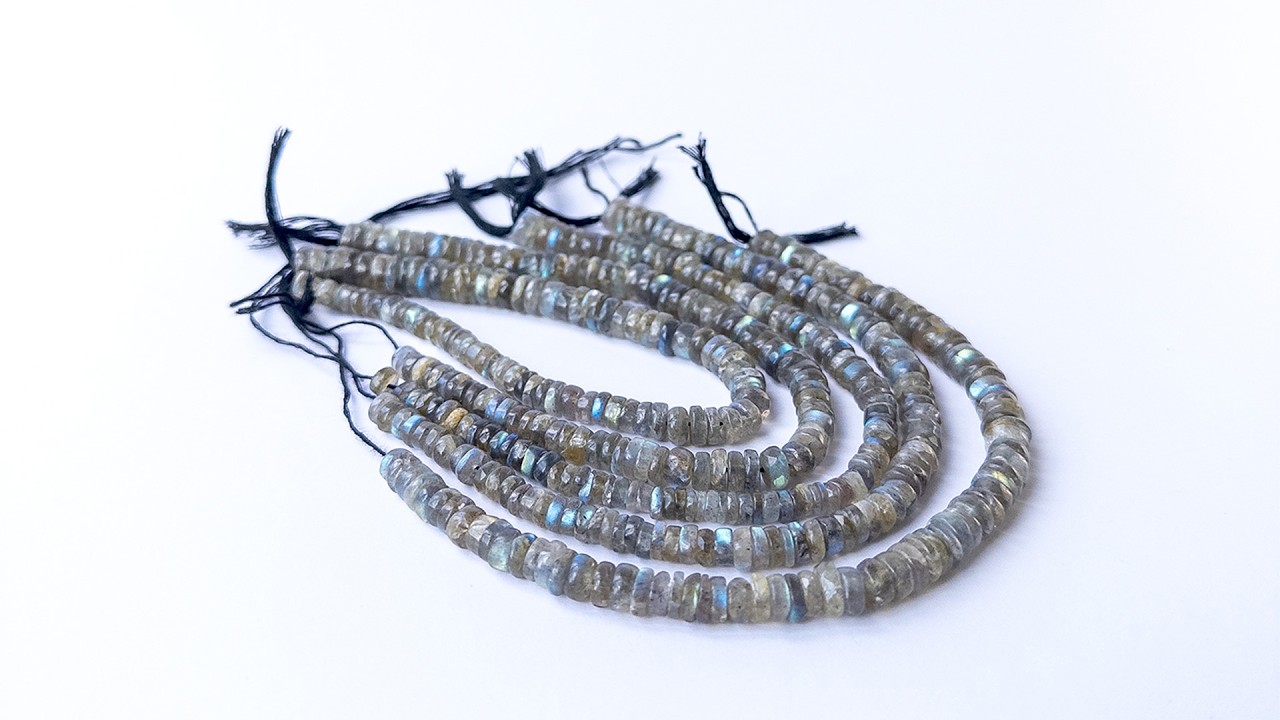 Labradorite | Smooth Wheels | Various 5.5-7.7mm Bead Size | 20cm Strand Length video