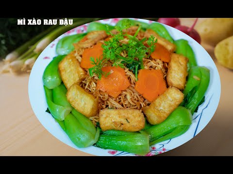 bí quyết ăn mì gói -MÌ XÀO RAU ĐẬU - nhà mình còn mì,rau,đậu hủ,nấm,hãy làm ngay cách này nhé !!!