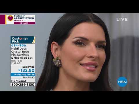 Heidi Daus Crystal Rose Pin, Earrings and Necklace Set