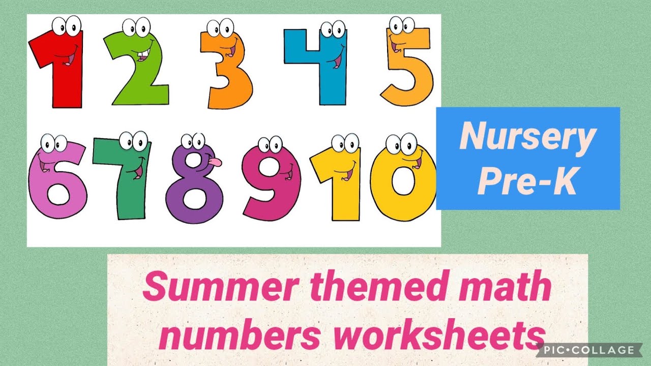 Summer themed counting worksheets for Pre-k nursery | DIY easy Math daily worksheets |numbers 1-10