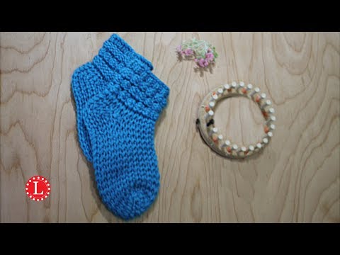 LOOM KNITTING Socks with Bubbles on a 24-peg Round Knitting Loom