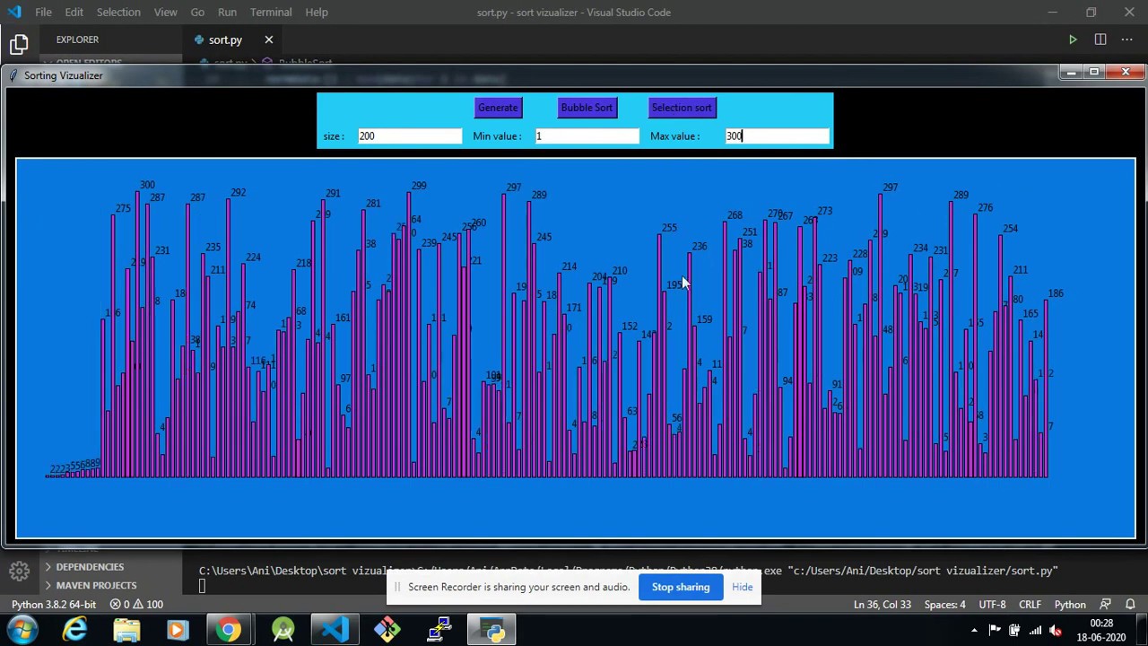 Sorting Visualizer || Python || BubbleSort || SelectionSort
