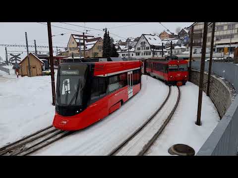 Appenzeller Bahn in Gais (CH) - Parallelausfahrt im R1