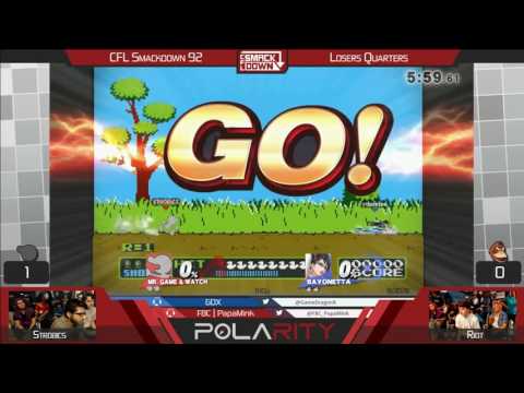 CFL Smackdown 92 WiiU - Strobics (GnW) vs Riot (DK, Bayonetta) - Losers Quarters