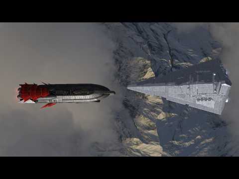 Imperial II-Class Star Destroyer VS Chelandion Heavy Frigate - Star Wars Empire At War Remake