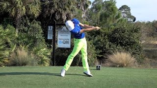 JUSTIN THOMAS 120fps SLOW MOTION FACE ON DRIVER GOLF SWING