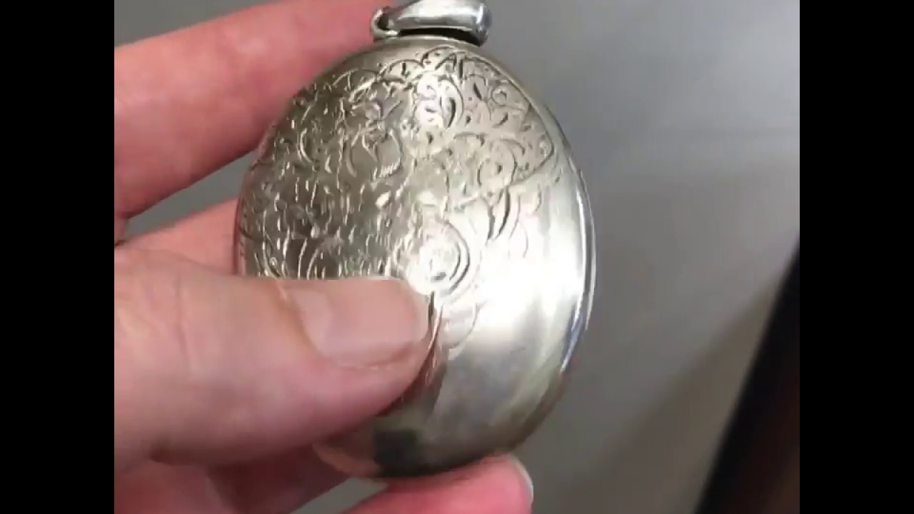 Antique Victorian large silver locket, fully hallmarked for Birmingham 1881