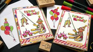 Use Your Stash and Craft with Me! Sock Monkey Birthday Card