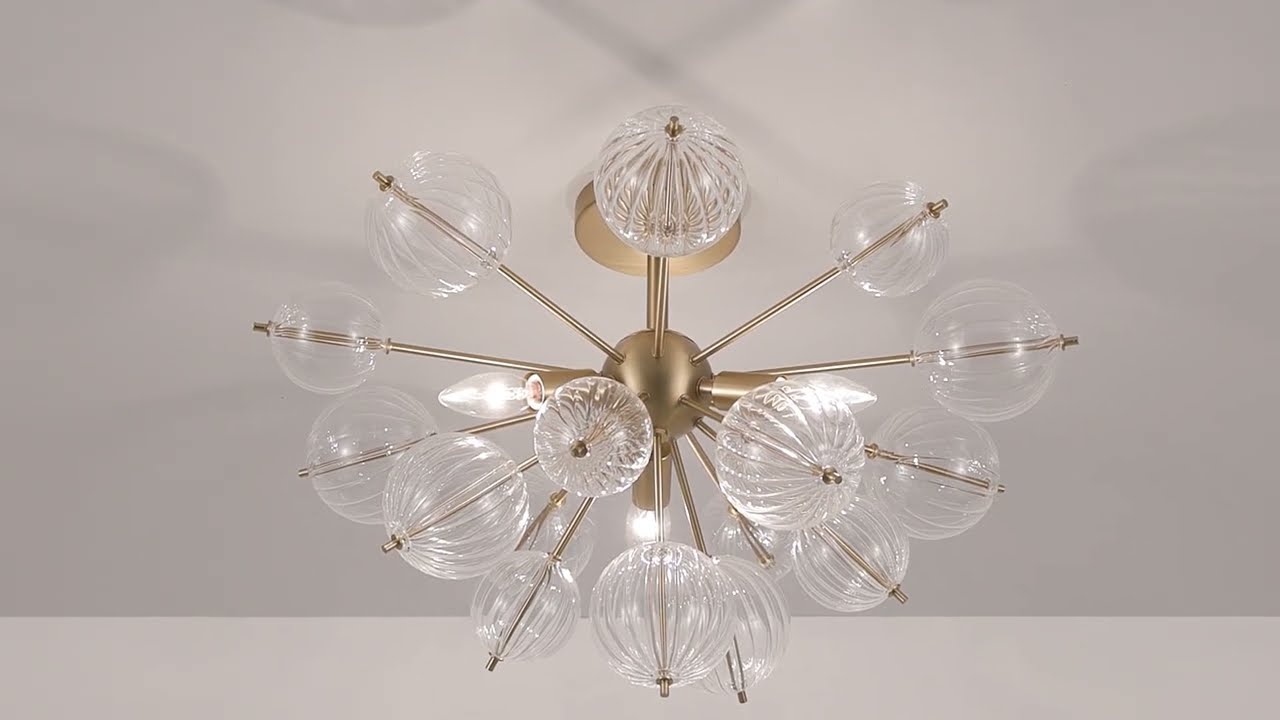 Video 1 Watch A Video About the Possini Euro Magrania Gold Sputnik 3 Light Ceiling Light