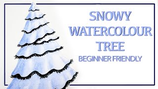A Watercolour Snow Covered Tree