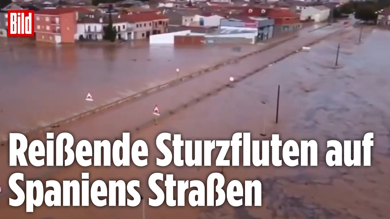 Katastrophale Unwetter in Spanien: Sturzflut reißt Autos mit