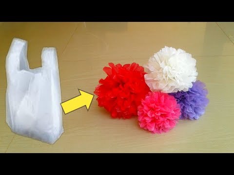 DIY Flowers Making With Plastic Carry Bags || waste plastic Bags Flowers Craft