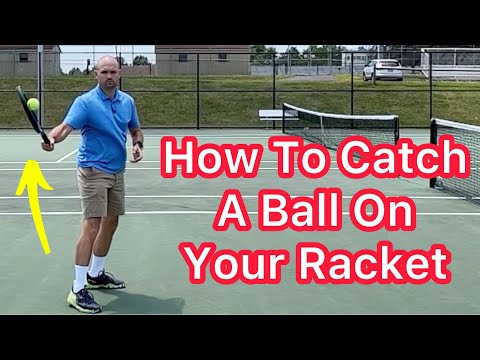 How To Catch A Tennis Ball On Your Racket (Tennis Trick Shot)
