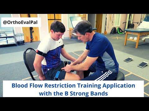 Part of a video titled Blood Flow Restriction Training Application with the B Strong Bands ...