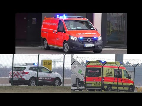 [Medizinischer-Notfall am Flughafen] KLF als First-Responder 》 RTW+Airport-Security || Flughafen BER