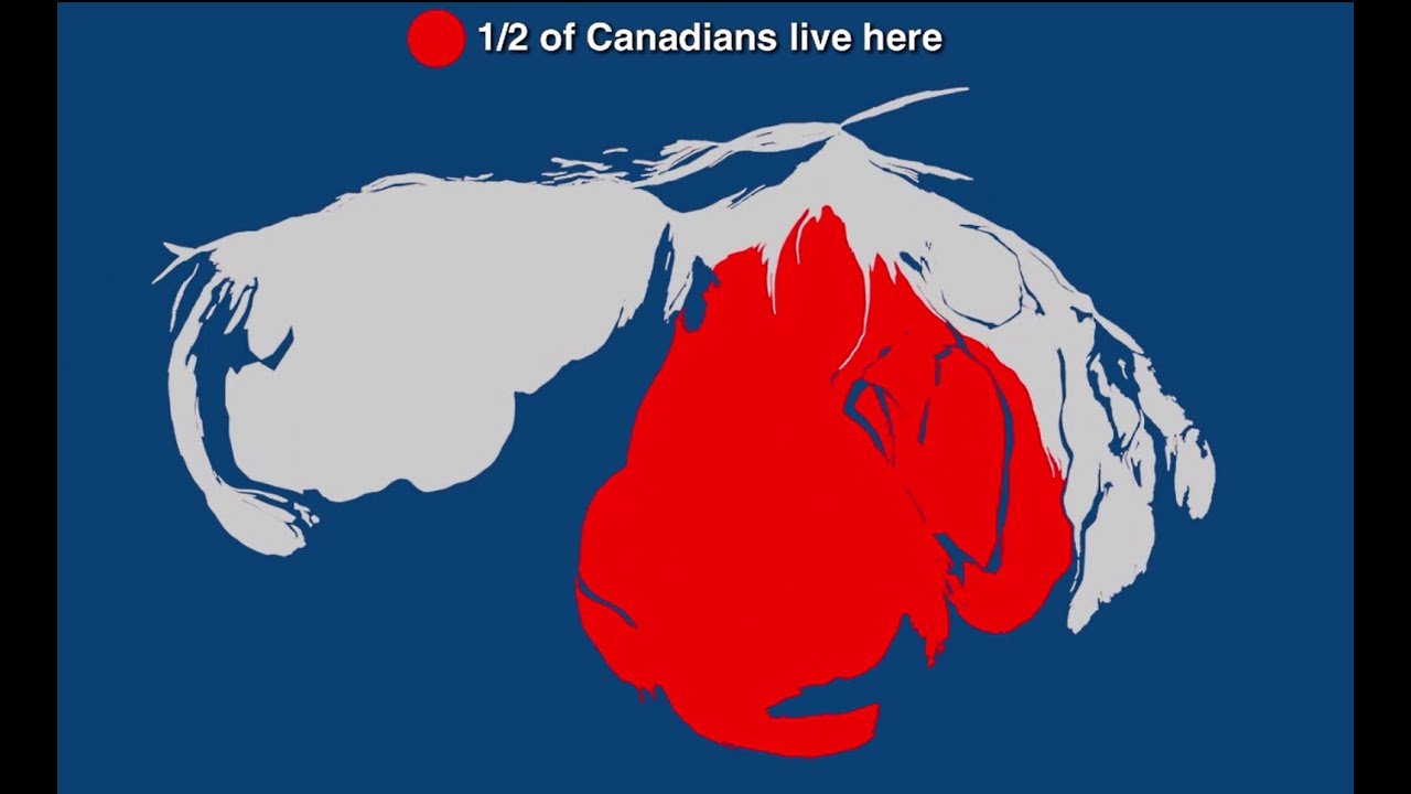 Half of Canada's Population Lives in the Red [Animated Map]