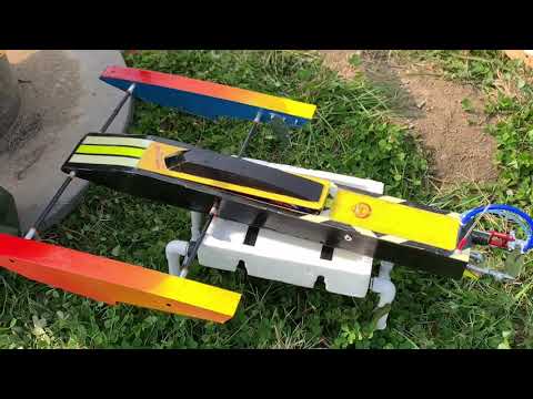 2 Scale rc Outrigger boat Prop test, SSS 3674 3500kv, Rocket 2968 3400kv, 4S