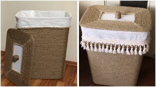 GERİ DÖNÜŞÜM İLE ESKİ ÇAMAŞIR SEPETİNİ YENİLEME | HASIR SEPET YAPIMI | DIY LAUNDRY BASKET | RECYCLE