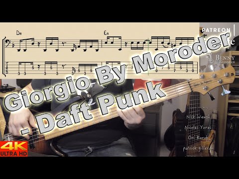 Daft Punk - Giorgio By Moroder [BASS COVER] - with notation and tabs