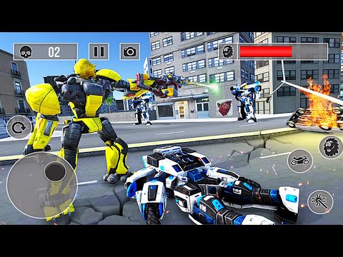 Lion Robot Motorbike Transform City Wars: Yellow Lion Robot Part2 - iOS Android Gameplay