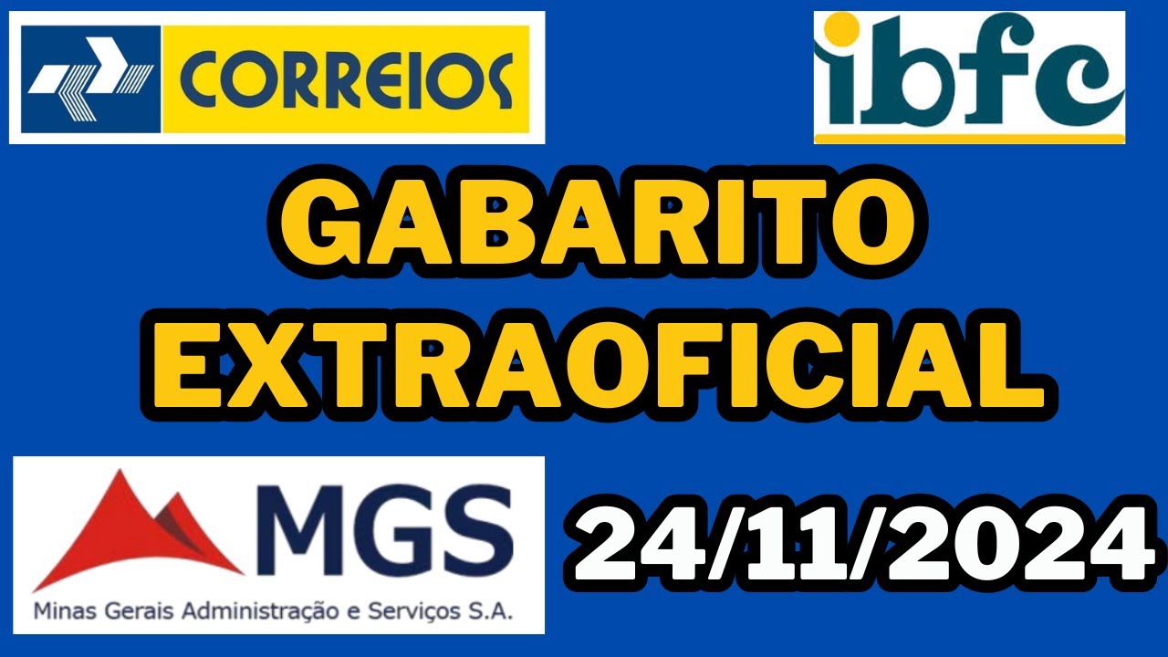 CONCURSO DOS CORREIOS - GABARITO MGS 2024 - NÍVEL MÉDIO - PROVA DE MATEMÁTICA - BANCA IBFC #ibfc