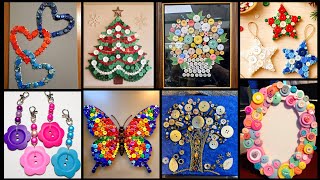 Creative Button Flower Crafts 🌸 DIY Handmade Button Art | Easy Recycling Ideas 🌲🪡
