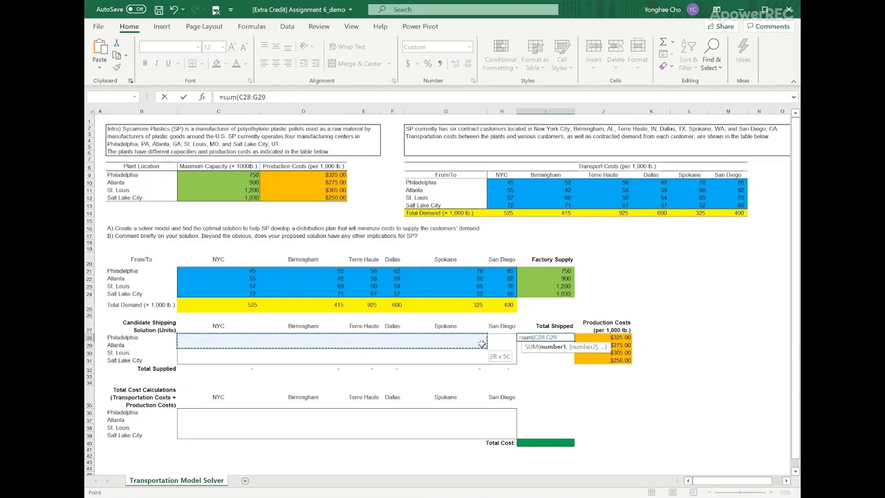 Demo TP Model; Linear Programming (Optimization)