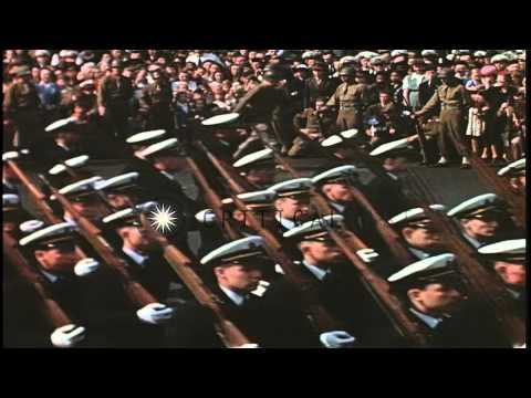 The  funeral cortege of Franklin Roosevelt in Washington DC, United States. HD Stock Footage