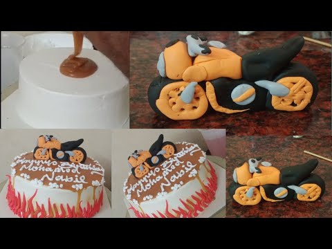 Butter Scotch Cake | Fondant Bike in toppers #cake #freshcream #fondant