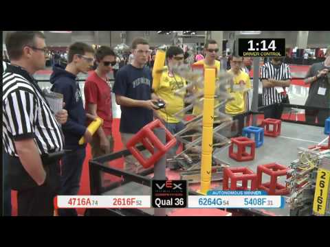 2015 VRC Tech Q36 - 4716A 2616F vs 6264G 5408F - 37 to 88 - VEX Worlds 2015 - Technology Division