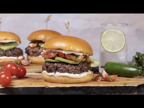 Spicy Cilantro and Jalapeño Burgers with Avocado